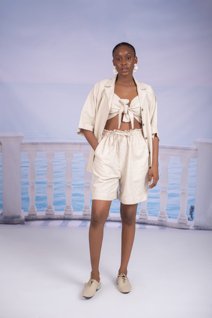 Shorts in Beige Linen