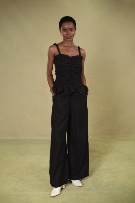 Loose Pant in Black Linen