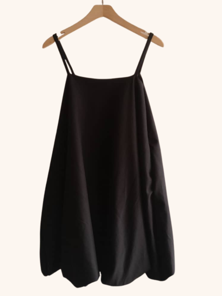 Bulb Mini Dress in black crepe