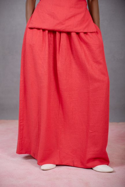 Flow Skirt in Red Linen