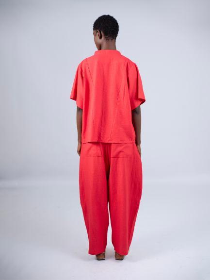 Chore Pants in Red Linen