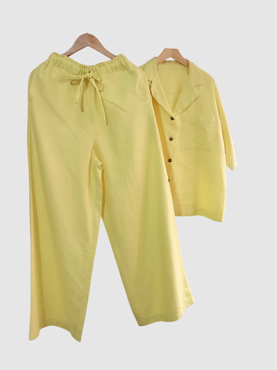 Short-Sleeve Oversized set in Lemon Linen (UK 10, UK 12)