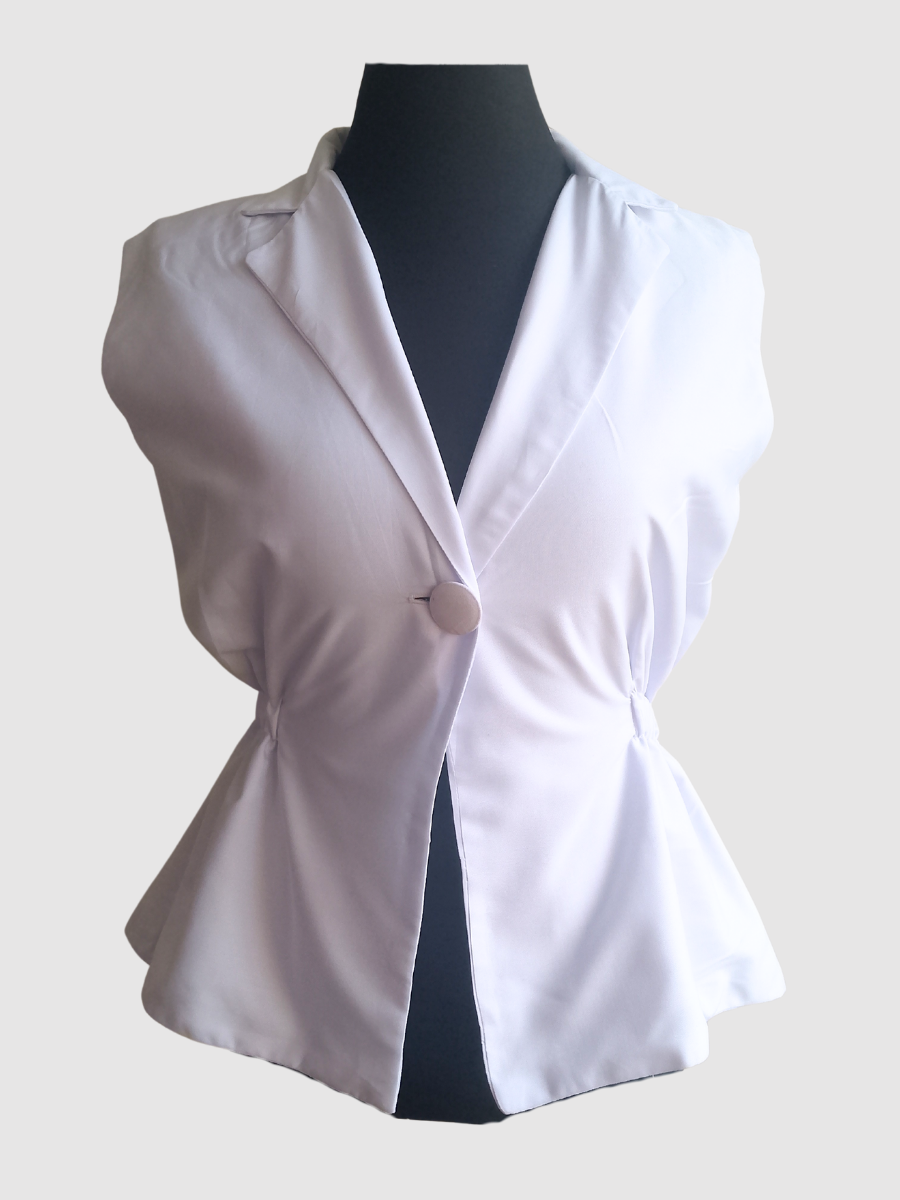 Sleeveless Waistcoat in White Cotton(UK 8-10)