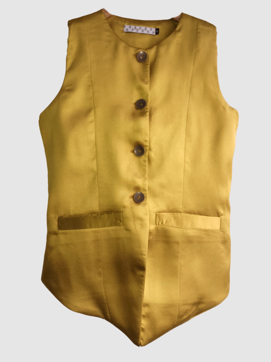 Long Waistcoat in Yellow Mikado (UK 6)
