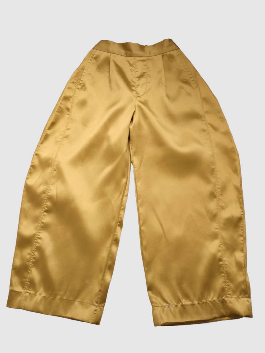 Barrel leg Pant in Yellow Mikado (UK 6)