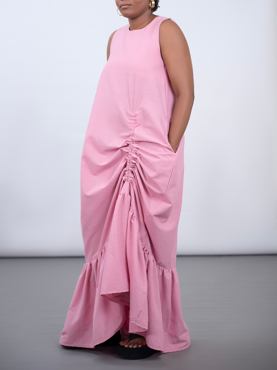 Sooma Dress in Pink Linen